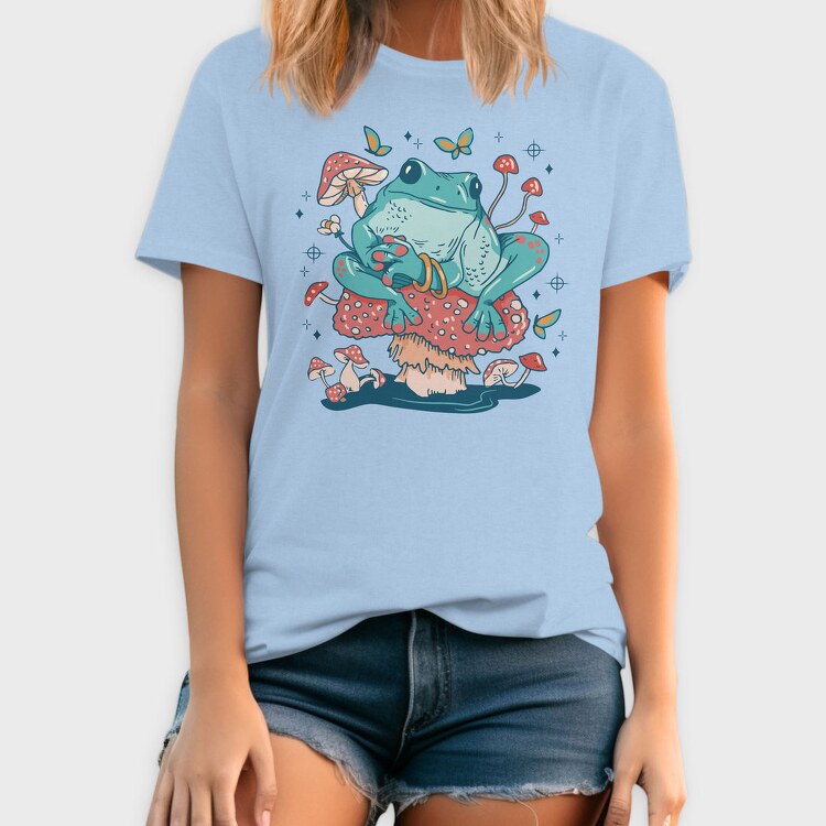 Frog In A Mushroom Cottagecore Pillow, Tricou Barbati (Unisex)