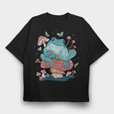 Frog In A Mushroom Cottagecore Pillow, Tricou Oversize Barbati (Unisex)