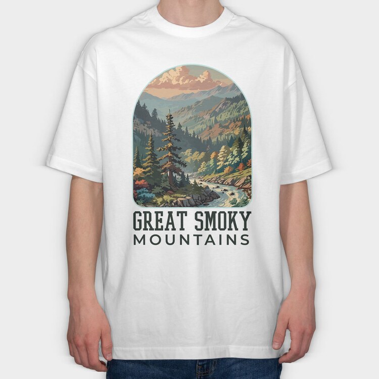 Great Smoky Mountains, Tricou Oversize Barbati (Unisex)
