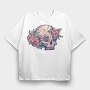 Pastel Floral Colorful Skull Flowers, Tricou Oversize Barbati (Unisex)
