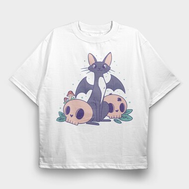 Pastel Goth Bat Cat Cute, Tricou Oversize Barbati (Unisex)