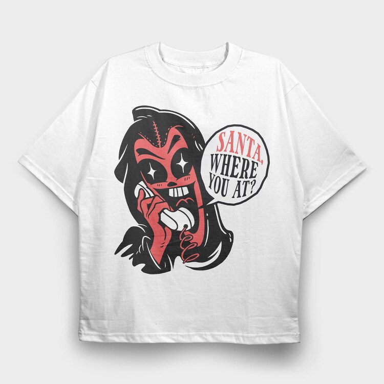 Devil Calling Santa, Tricou Oversize Barbati (Unisex)