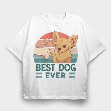 Dog And Human Retro Sunset Best Ever, Tricou Oversize Barbati (Unisex)