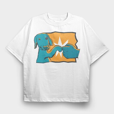 Dog Fist Bump Like Bro, Tricou Oversize Barbati (Unisex)