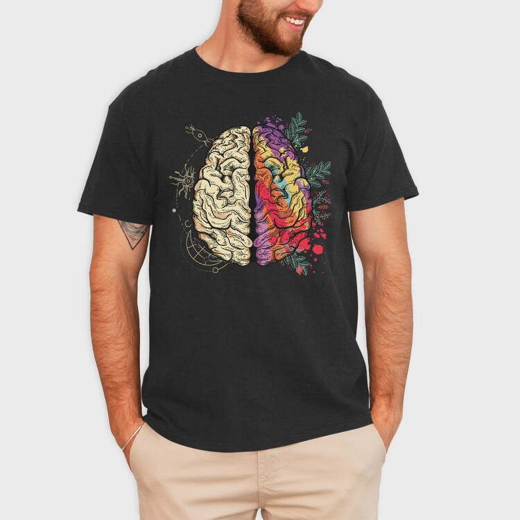 Creative And Logical Human Brain Half, Tricou Barbati (Unisex)
