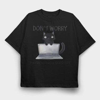 Black Cat Computer, Tricou Oversize Barbati (Unisex)