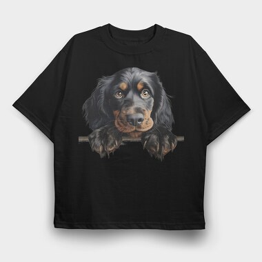 Gordon Setter Peeking, Tricou Oversize Barbati (Unisex)