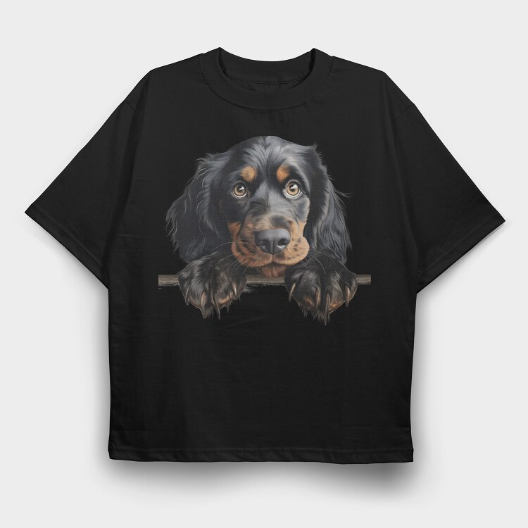 Gordon Setter Peeking, Tricou Oversize Barbati (Unisex)