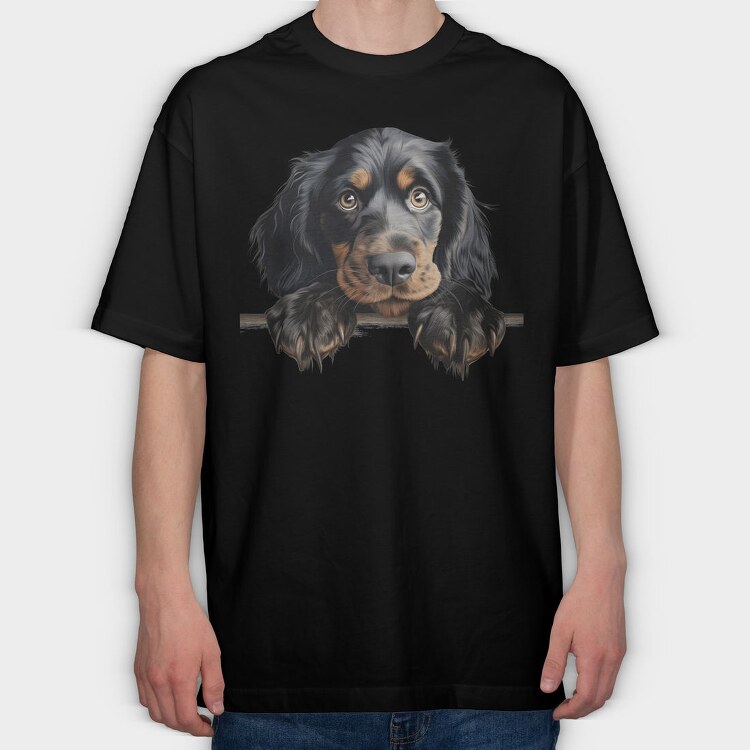 Gordon Setter Peeking, Tricou Oversize Barbati (Unisex)