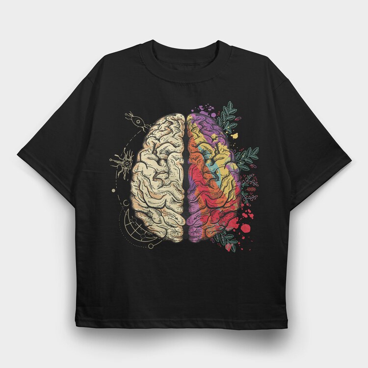 Creative And Logical Human Brain Half, Tricou Oversize Barbati (Unisex)