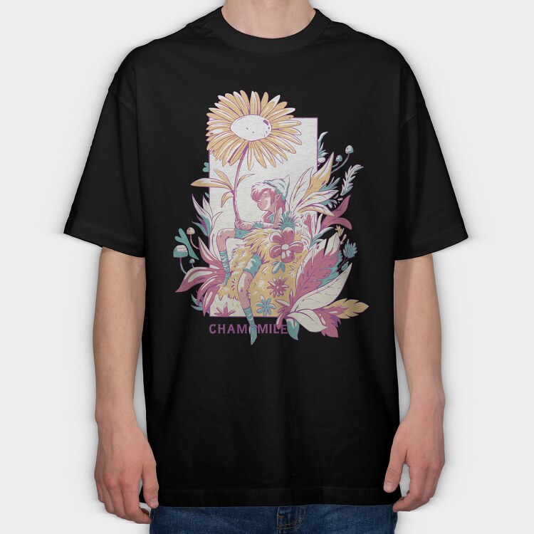 Fairy In Chamomile Flower Field Fairycore, Tricou Oversize Barbati (Unisex)