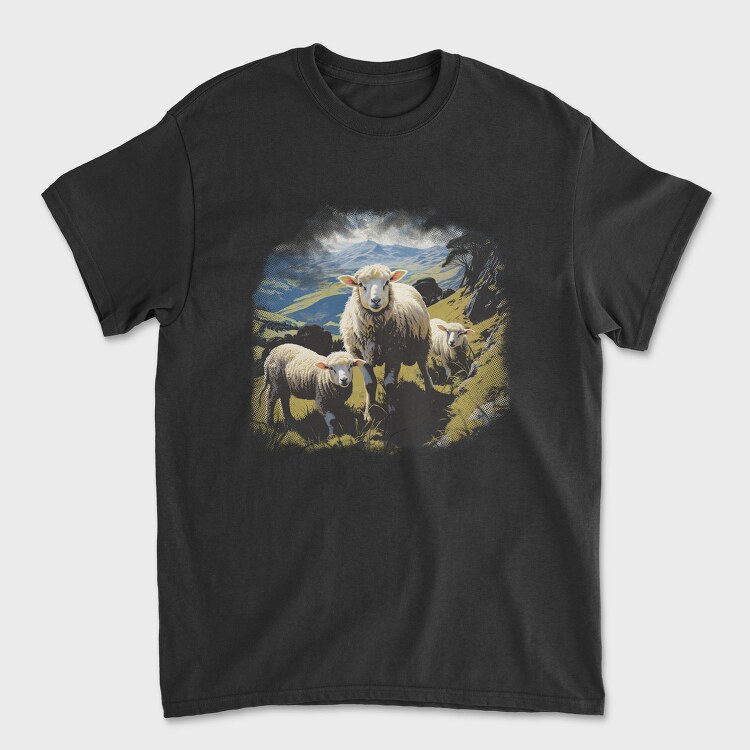 Sheep And Lambs Hillside, Tricou Barbati (Unisex)