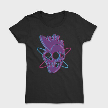 Distorted Punk Sull Cyan Magenta Skull, Tricou Femei