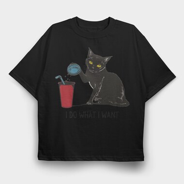 Black Cat Drink, Tricou Oversize Barbati (Unisex)