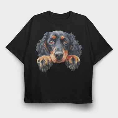 Gordon Setter Peep, Tricou Oversize Barbati (Unisex)