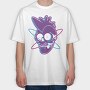 Distorted Punk Sull Cyan Magenta Skull, Tricou Oversize Barbati (Unisex)
