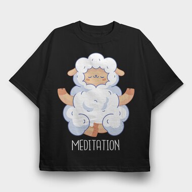 Sheep Animal Mahditation Meditation, Tricou Oversize Barbati (Unisex)