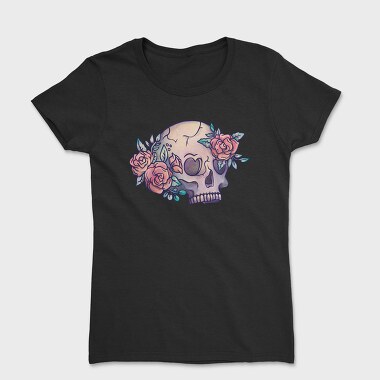 Pastel Floral Colorful Skull Flowers, Tricou Femei