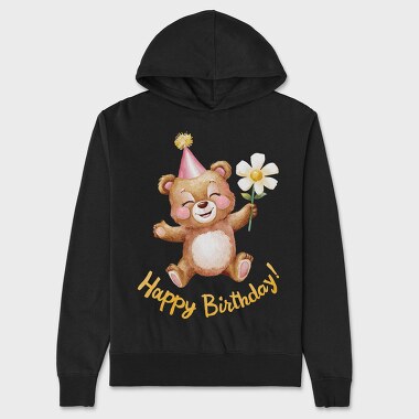 Birthday Bear Flower, Hanorac Oversize Barbati (Unisex)