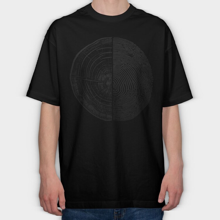 Tree Rings And Finger Print Digital, Tricou Oversize Barbati (Unisex)