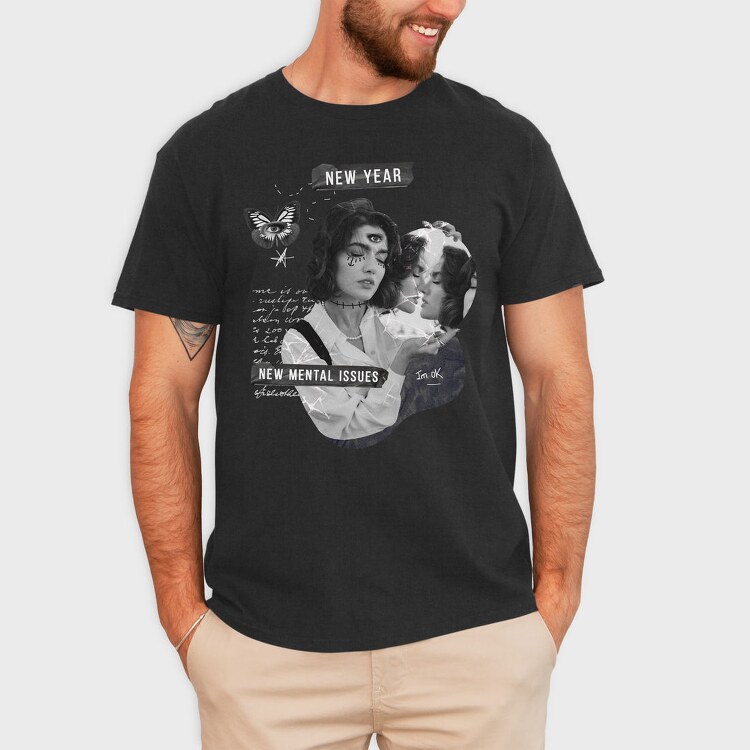 New Year Holiday Funny Collage, Tricou Barbati (Unisex)