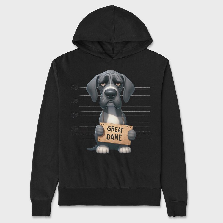 Great Dane Mugshot, Hanorac Oversize Barbati (Unisex)