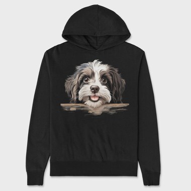 Havanese Peeking Face, Hanorac Oversize Barbati (Unisex)