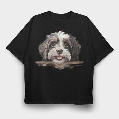 Havanese Peeking Face, Tricou Oversize Barbati (Unisex)