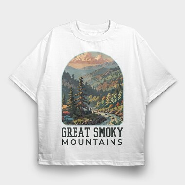 Great Smoky Mountains, Tricou Oversize Barbati (Unisex)