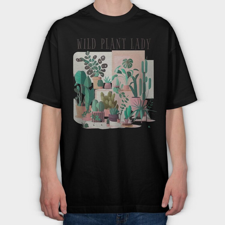 Botanical Wild Plant Lady, Tricou Oversize Barbati (Unisex)
