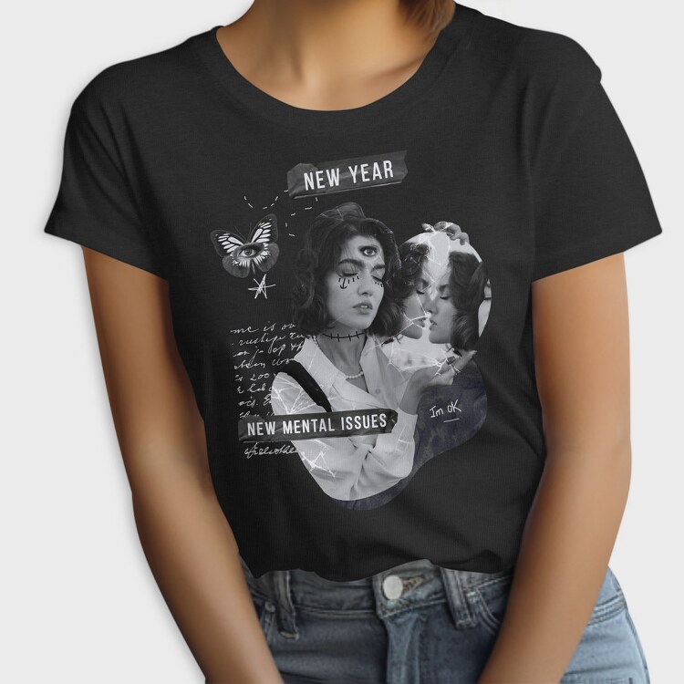 New Year Holiday Funny Collage, Tricou Femei