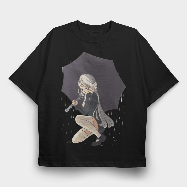 Goth Style Anime Girl, Tricou Oversize Barbati (Unisex)