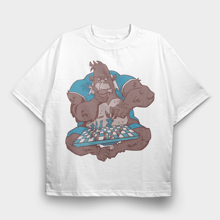 Gorilla Chess, Tricou Oversize Barbati (Unisex)