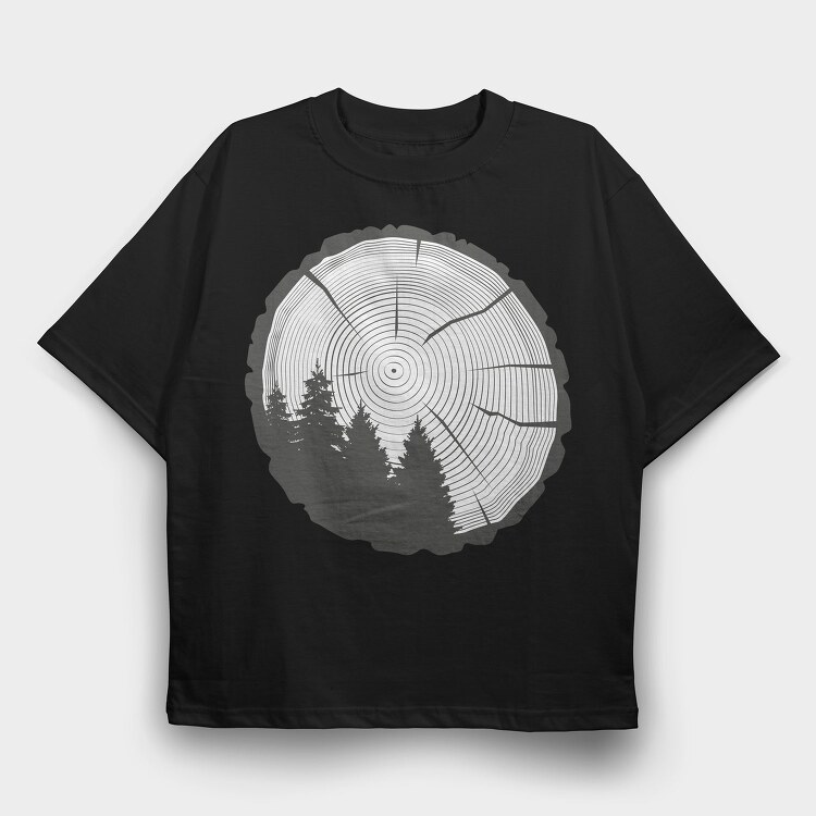 Tree Trunk Nature Rings, Tricou Oversize Barbati (Unisex)