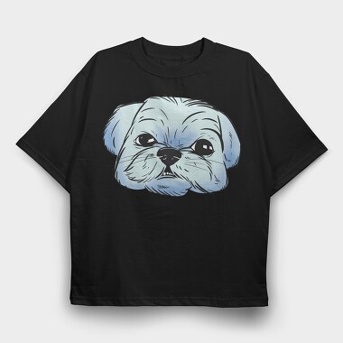 Shih Tzu Dog Portrait, Tricou Oversize Barbati (Unisex)