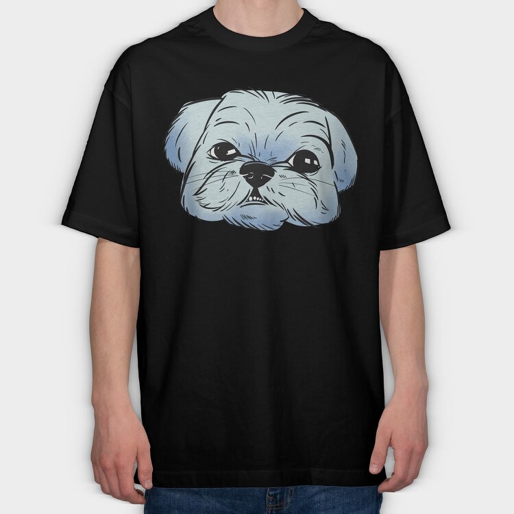 Shih Tzu Dog Portrait, Tricou Oversize Barbati (Unisex)