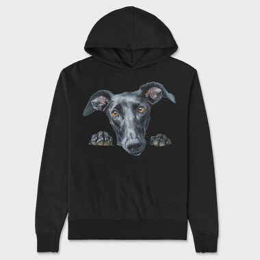 Greyhound Peeking Face, Hanorac Oversize Barbati (Unisex)