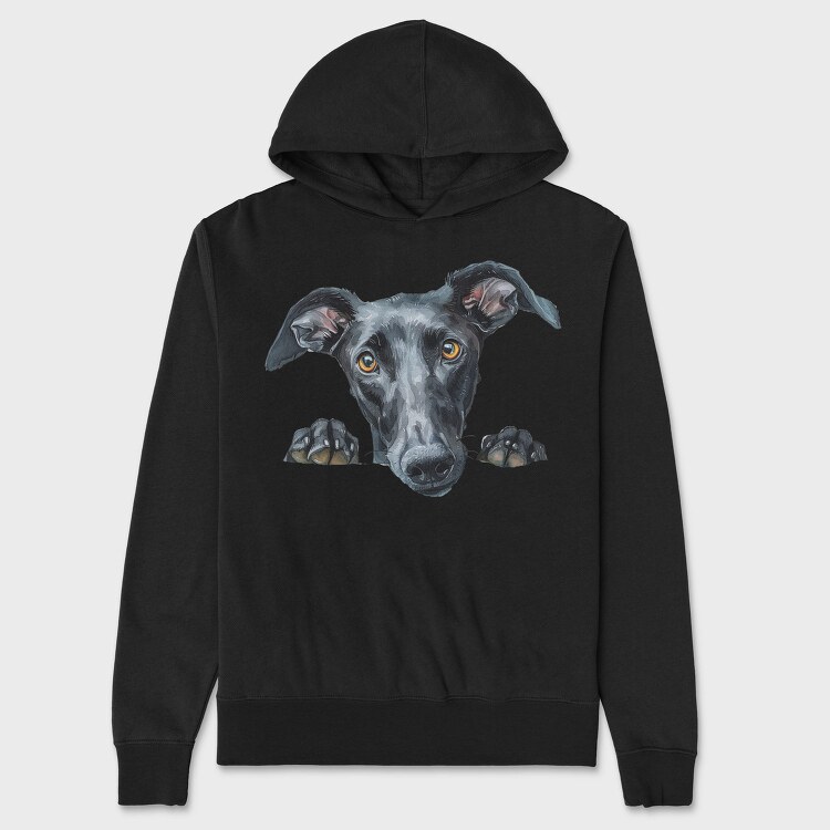 Greyhound Peeking Face, Hanorac Oversize Barbati (Unisex)