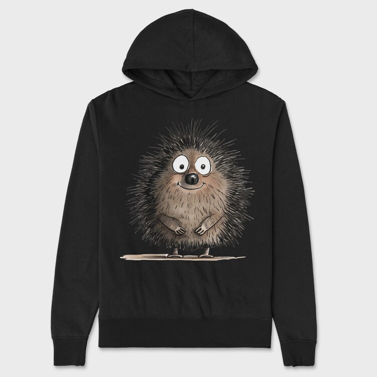 Hedgehog Smiling Face, Hanorac Oversize Barbati (Unisex)