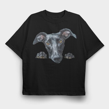 Greyhound Peeking Face, Tricou Oversize Barbati (Unisex)