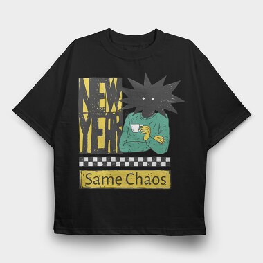 New Year Same Chaos Anti, Tricou Oversize Barbati (Unisex)
