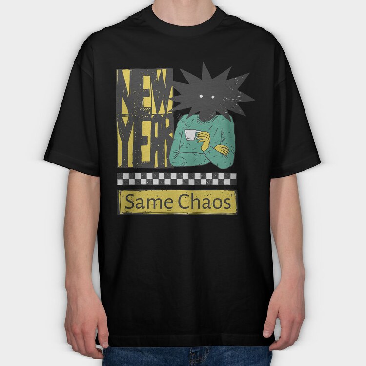 New Year Same Chaos Anti, Tricou Oversize Barbati (Unisex)