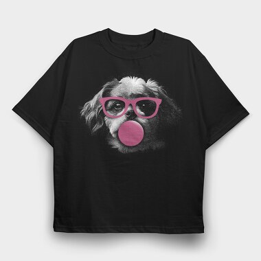 Shih Tzu Dog With Glasses, Tricou Oversize Barbati (Unisex)