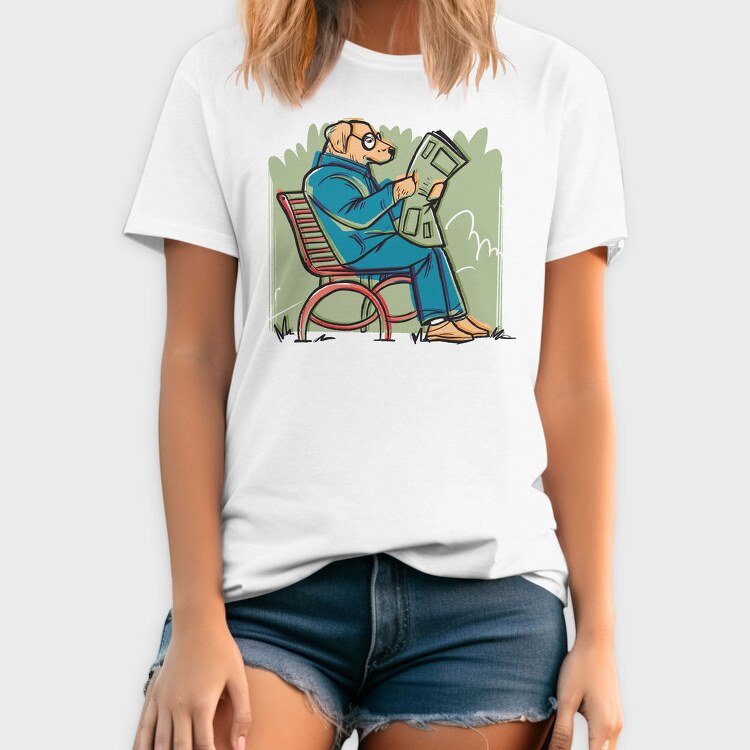 Newspaper Dog Read News, Tricou Barbati (Unisex)