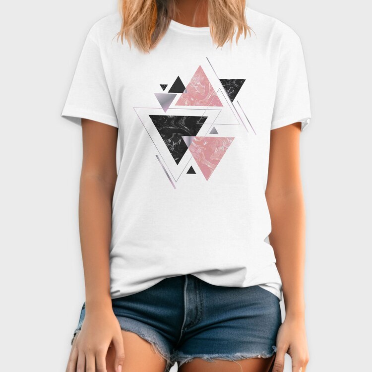 Triangles Geometric Throw Pillow Abstract 01, Tricou Barbati (Unisex)