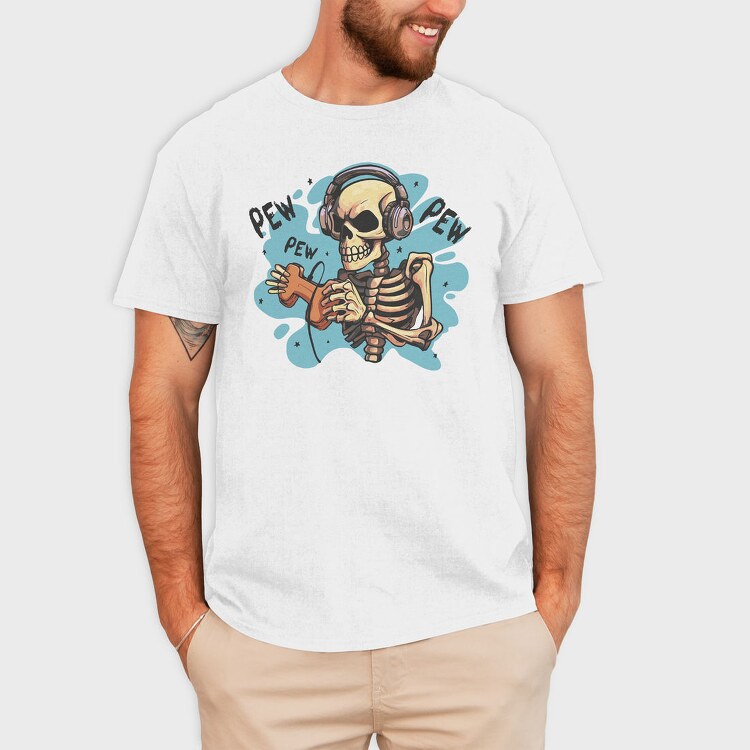 Creepy Skeleton Playing Videogames, Tricou Barbati (Unisex)
