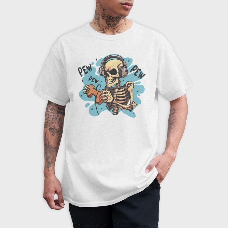 Creepy Skeleton Playing Videogames, Tricou Barbati (Unisex)