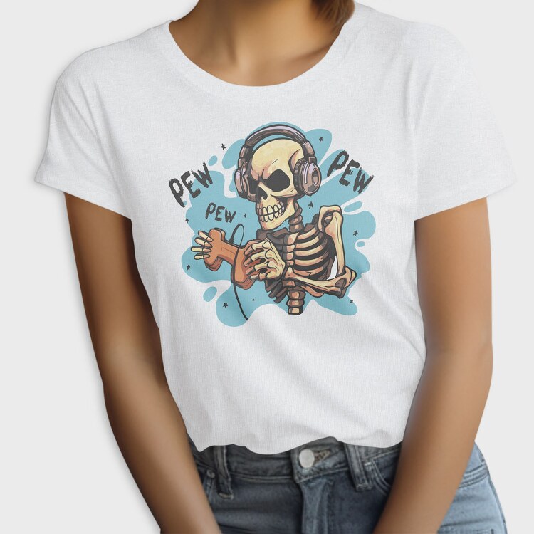 Creepy Skeleton Playing Videogames, Tricou Femei