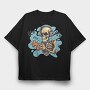 Creepy Skeleton Playing Videogames, Tricou Oversize Barbati (Unisex)