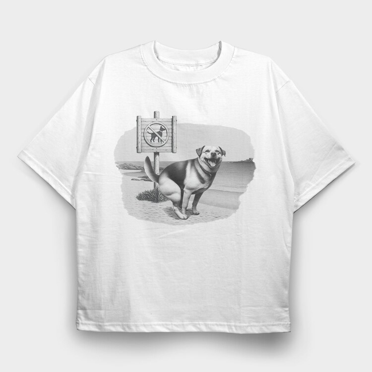 Funny Dog Sign No Dogs Allowed, Tricou Oversize Barbati (Unisex)